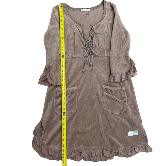 Odd Molly Velvet Empire Waist Dress SZ 1 = Small Beige Pink Tones Festival GUC - Picture 10 of 12